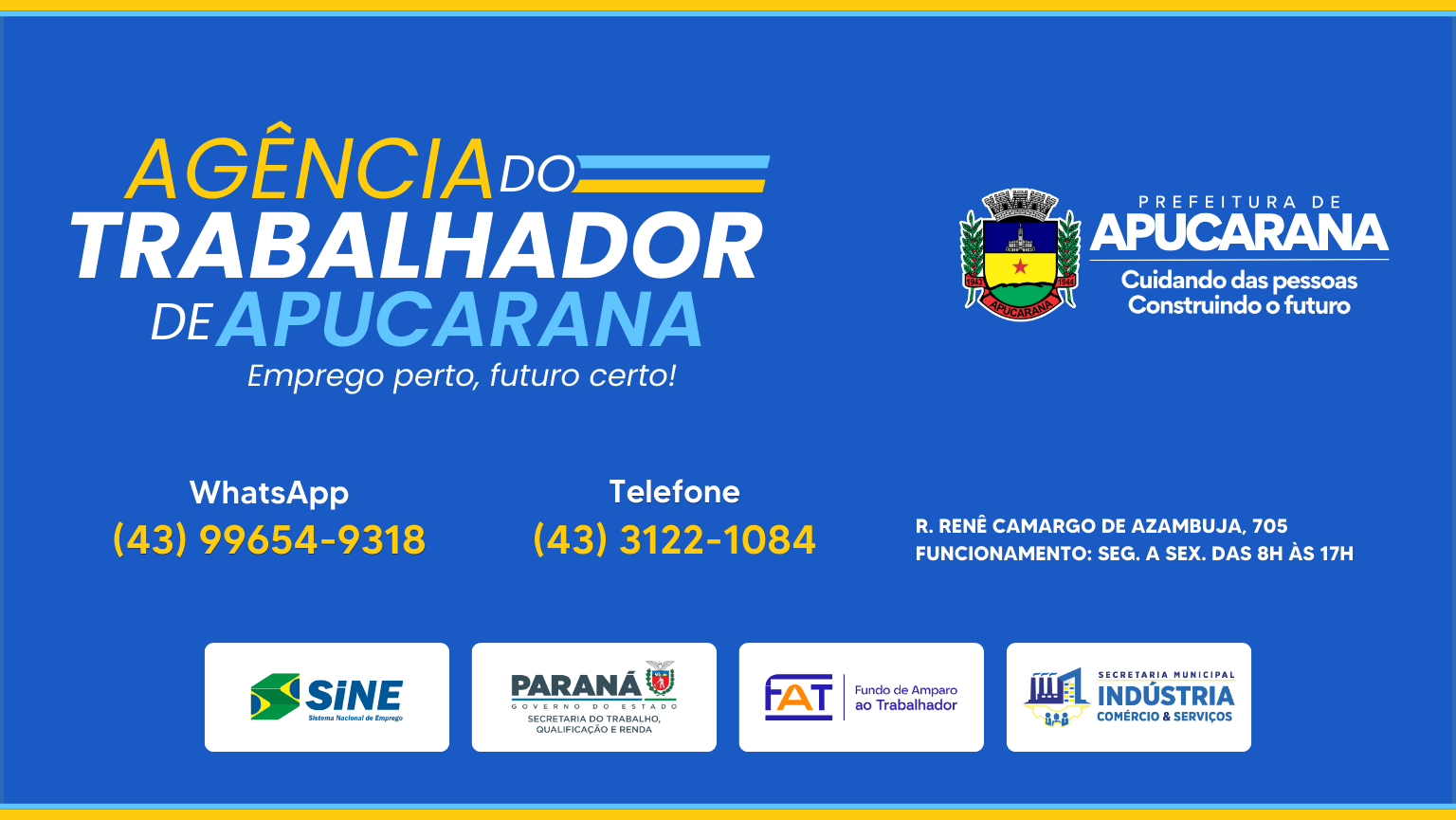 AGÊNCIA DO TRABALHADOR DE APUCARANA OFERECE 390 VAGAS DE EMPREGO PARA ESTA SEMANA
